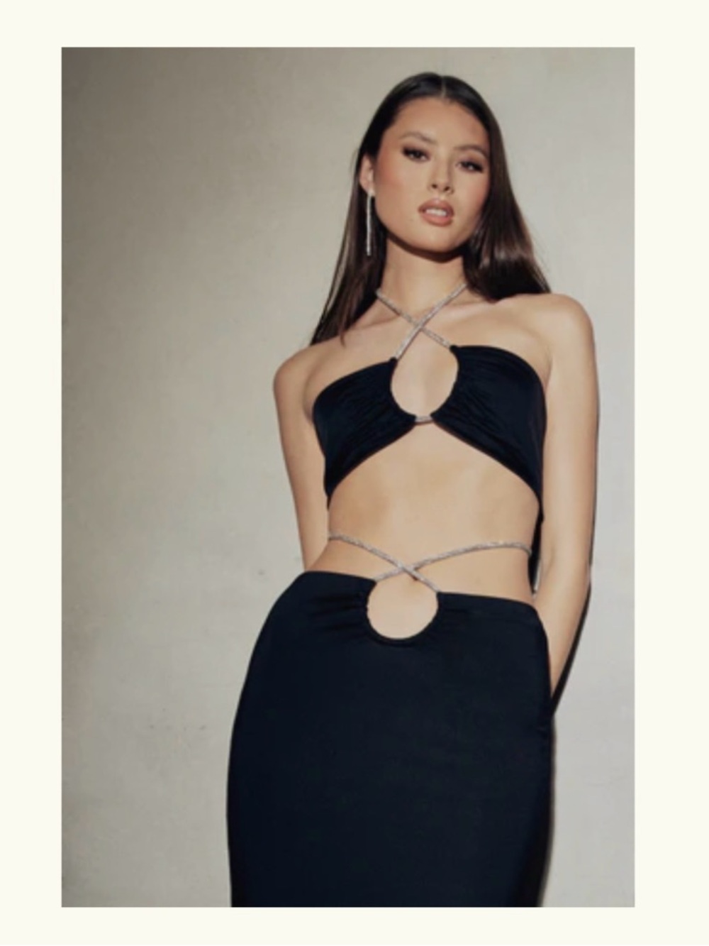 🔥Meshki Black Bralette with Silver Rope Straps